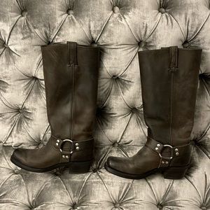 Frye size 8 mid-calf harness leather biker boot